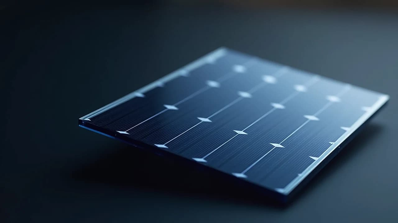 Polaris 540 Wp Glas-Glas-Modul in Nahaufnahme im Querformat vor anthrazitgrauem Hintergrund
