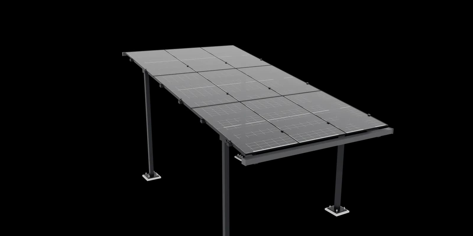 Vela Single – schmaler Eigenheim-Carport für ein Fahrzeug mit neun Polaris-Modulen